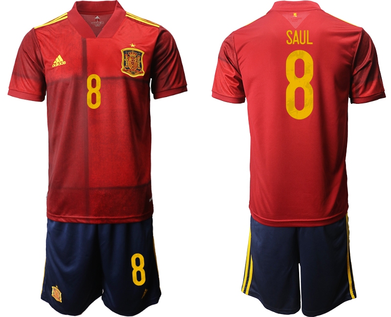 Men 2021 European Cup Spain home red 8 Soccer Jersey